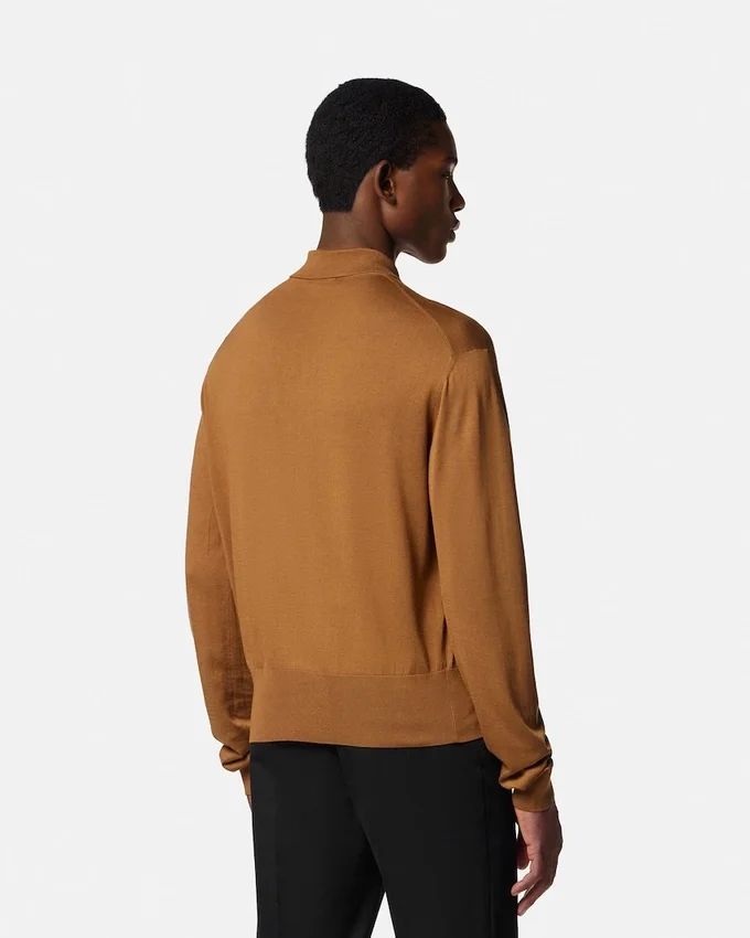 Silk-Cotton Knit Polo Cardigan Silk-Cotton Knit Polo Cardigan