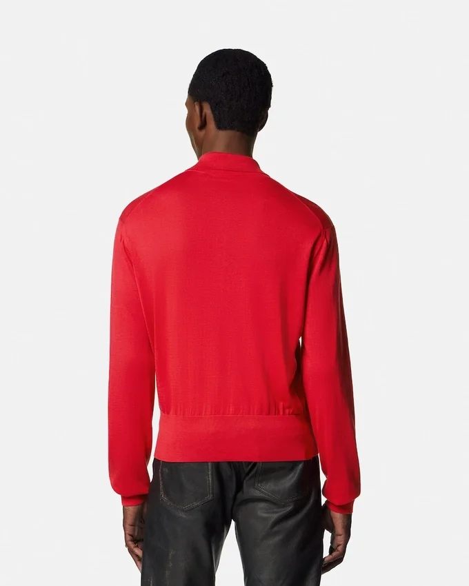 Silk-Cotton Knit Polo Cardigan Silk-Cotton Knit Polo Cardigan