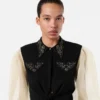 Studded Georgette Crop Shirt Studded Georgette Crop Shirt