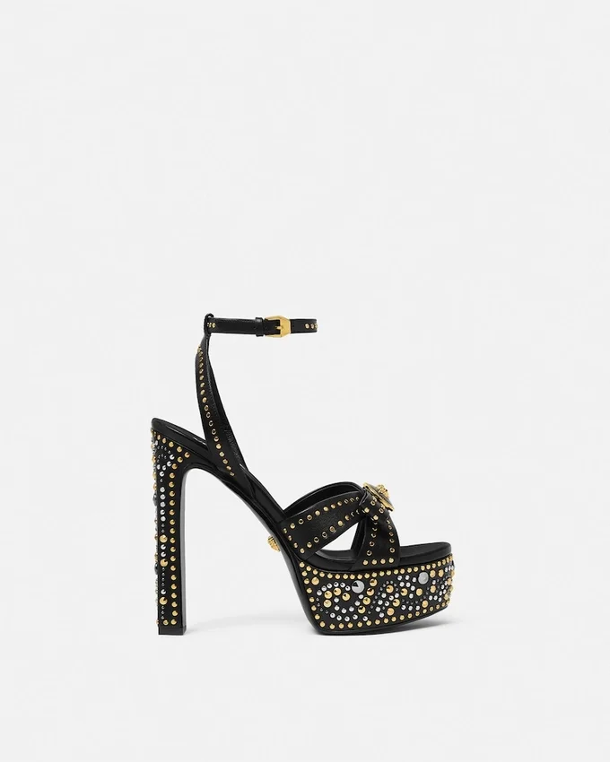 Studded Gianni Ribbon Sandals 140 mm Studded Gianni Ribbon Sandals 140 mm