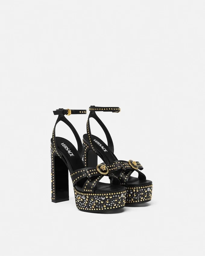 Studded Gianni Ribbon Sandals 140 mm Studded Gianni Ribbon Sandals 140 mm