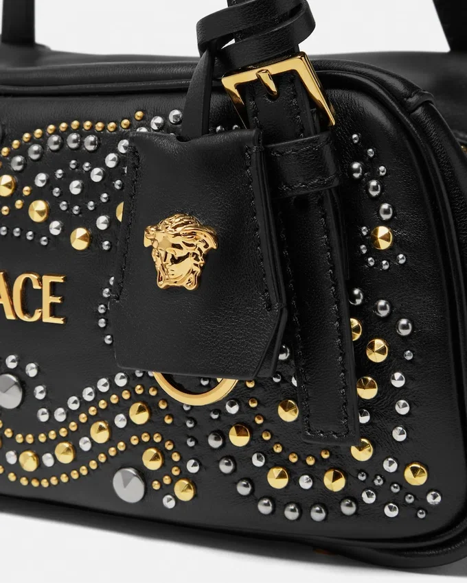 Studded Versace Tag Bowling Bag Studded Versace Tag Bowling Bag
