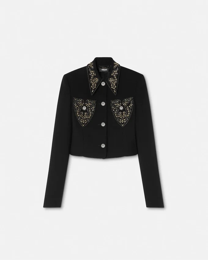 Studded Wool Crop Jacket Studded Wool Crop Jacket