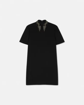 Studded Wool Crépe A-Line Mini Dress