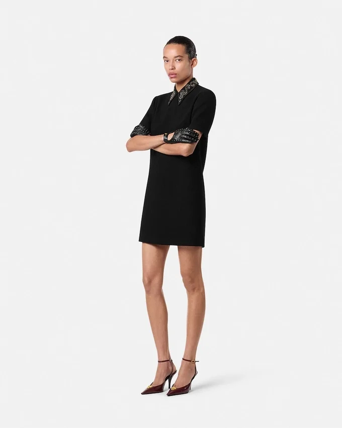 Studded Wool Crépe A-Line Mini Dress Studded Wool Crépe A-Line Mini Dress