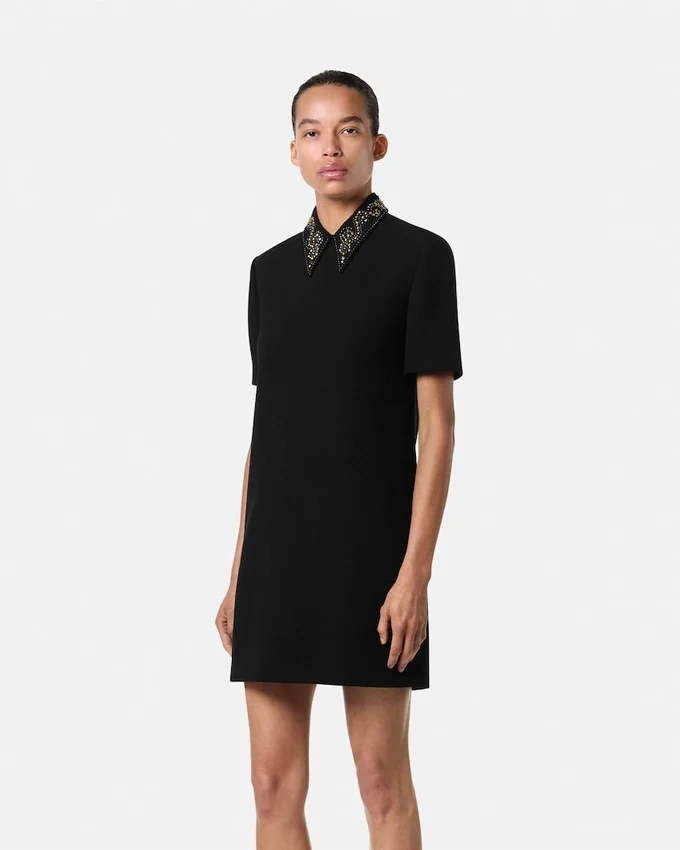 Studded Wool Crépe A-Line Mini Dress Studded Wool Crépe A-Line Mini Dress