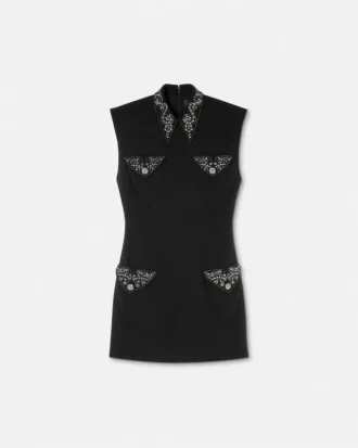 Studded Wool Fitted Mini Dress