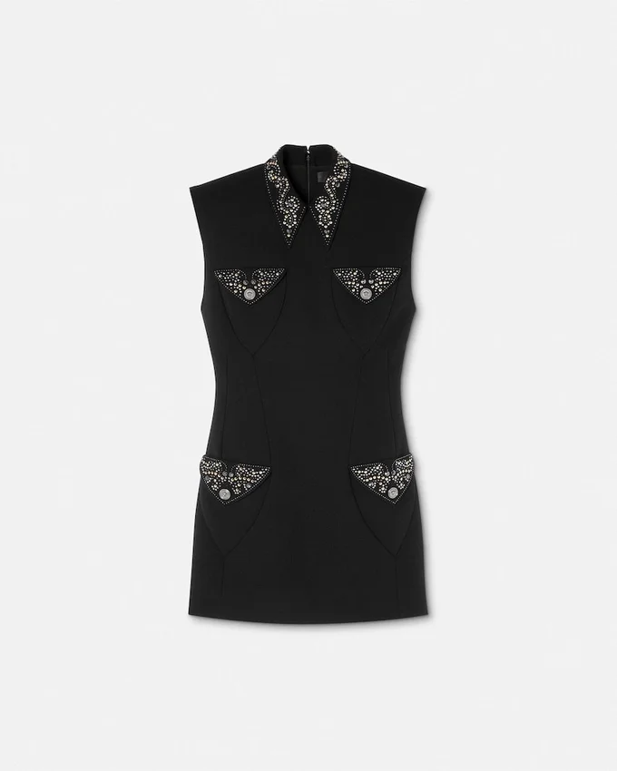 Studded Wool Fitted Mini Dress Studded Wool Fitted Mini Dress