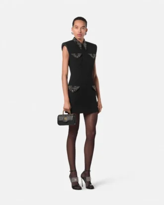 Studded Wool Fitted Mini Dress