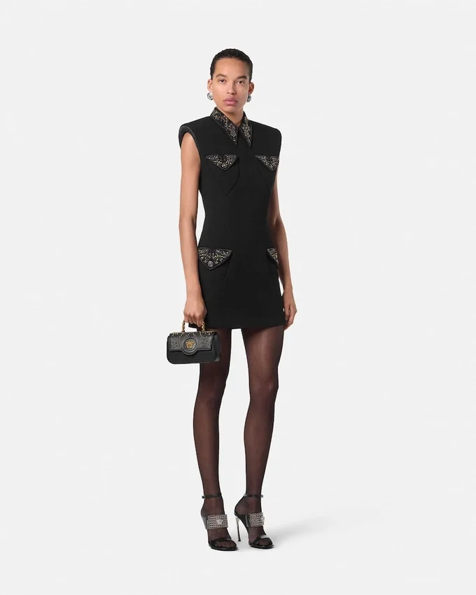 Studded Wool Fitted Mini Dress Studded Wool Fitted Mini Dress