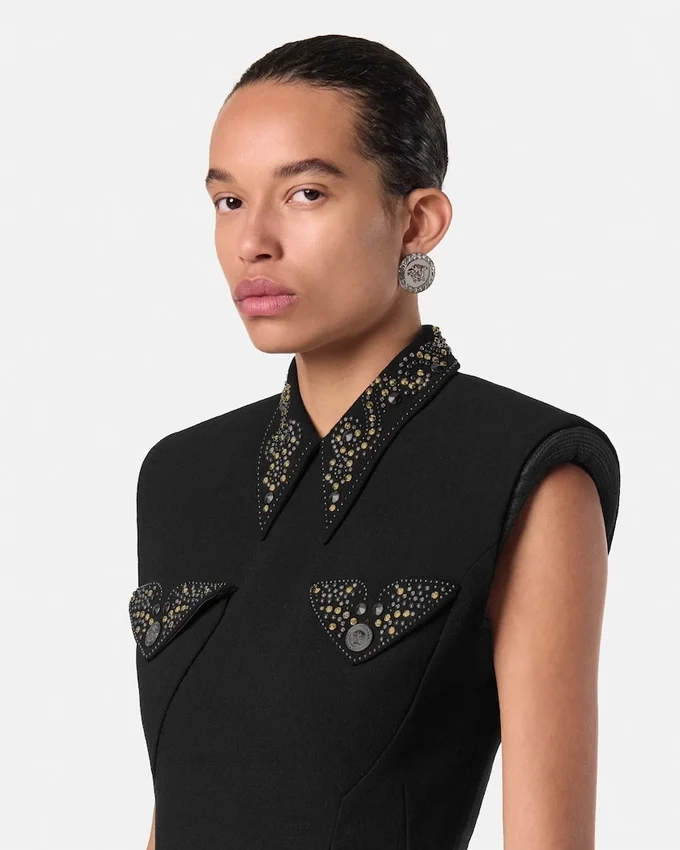 Studded Wool Fitted Mini Dress Studded Wool Fitted Mini Dress