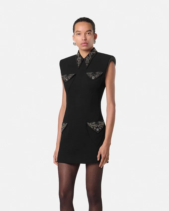 Studded Wool Fitted Mini Dress Studded Wool Fitted Mini Dress