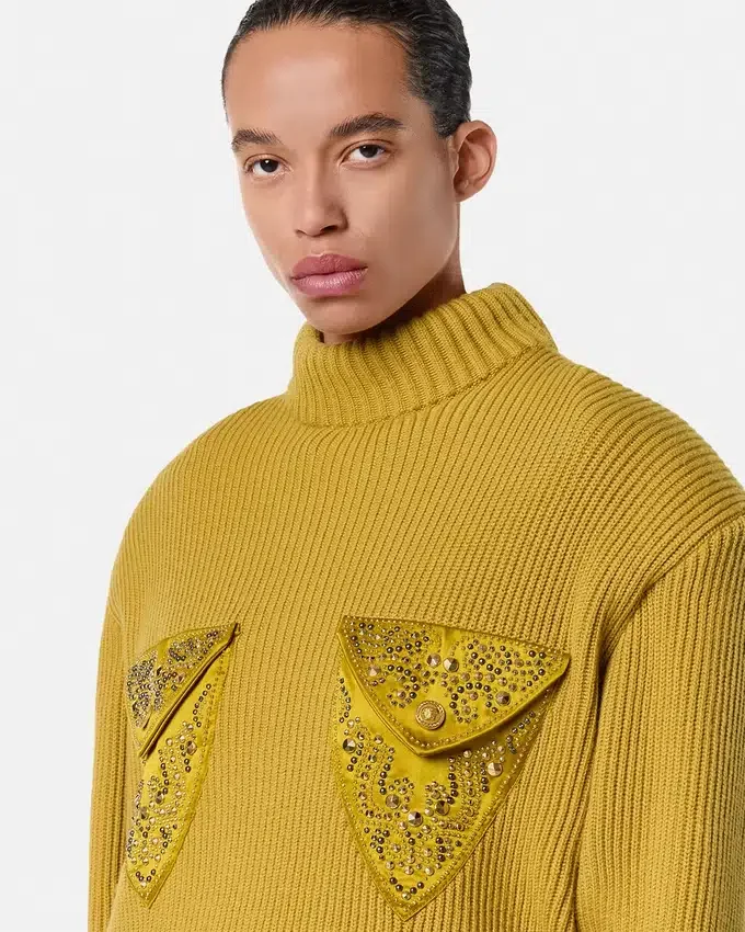 Studded Wool Knit Boxy Sweater Studded Wool Knit Boxy Sweater