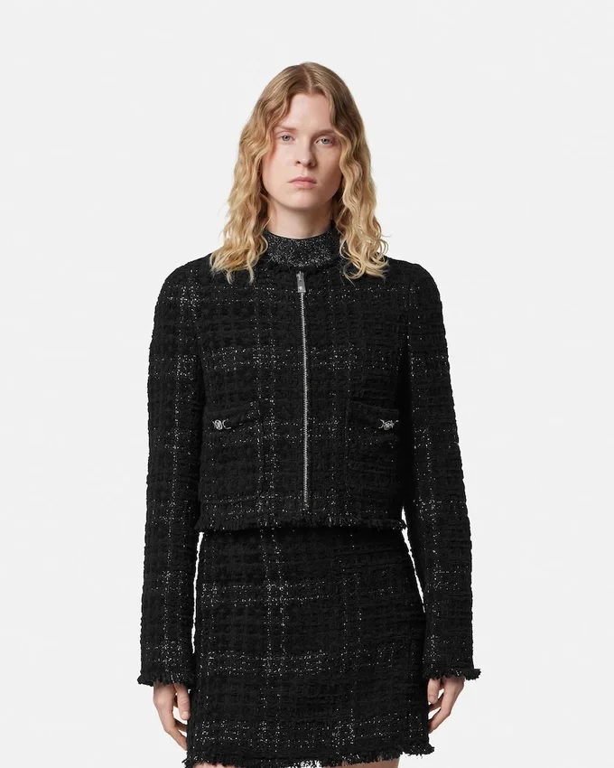 Tweed Cotton Zipped Jacket Tweed Cotton Zipped Jacket