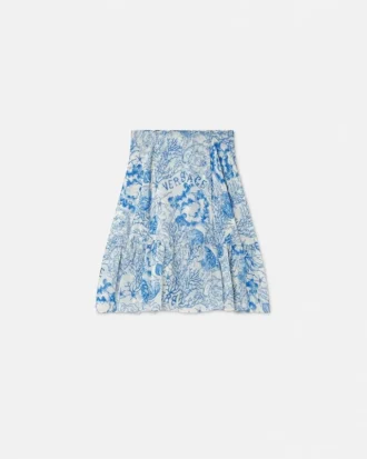Underwater Barocco Crépe Flowy Midi Skirt