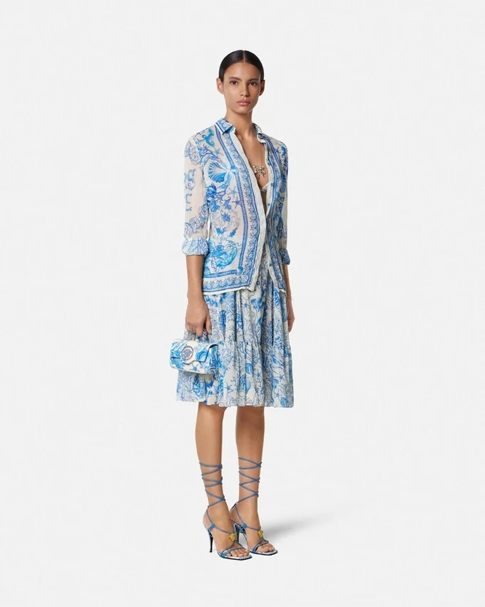 Underwater Barocco Crépe Flowy Midi Skirt Underwater Barocco Crépe Flowy Midi Skirt