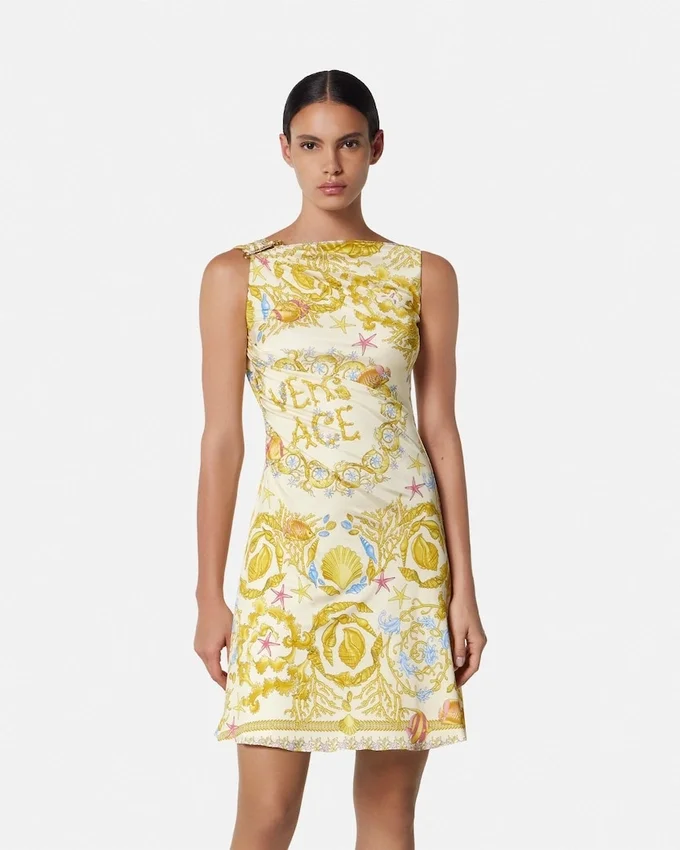 Underwater Barocco Draped Flared Mini Dress Underwater Barocco Draped Flared Mini Dress