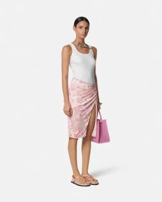 Underwater Barocco Draped Midi Skirt