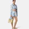 Underwater Barocco Knotted Crop Cotton Shirt Underwater Barocco Knotted Crop Cotton Shirt