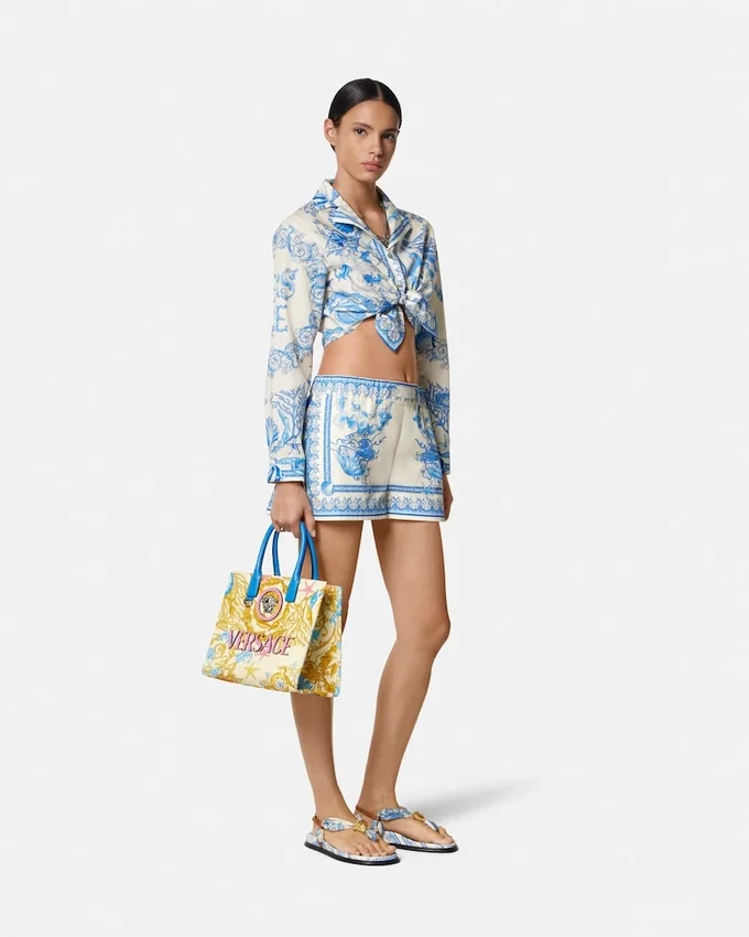 Underwater Barocco Knotted Crop Cotton Shirt Underwater Barocco Knotted Crop Cotton Shirt