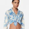 Underwater Barocco Knotted Crop Cotton Shirt Underwater Barocco Knotted Crop Cotton Shirt