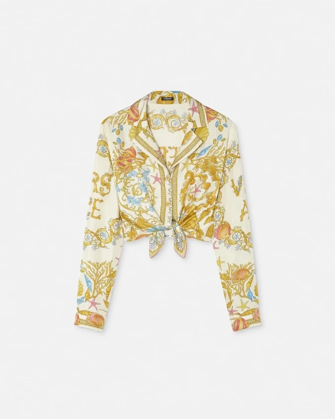 Underwater Barocco Knotted Crop Silk Shirt Underwater Barocco Knotted Crop Silk Shirt