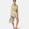 Underwater Barocco Knotted Crop Silk Shirt Underwater Barocco Knotted Crop Silk Shirt