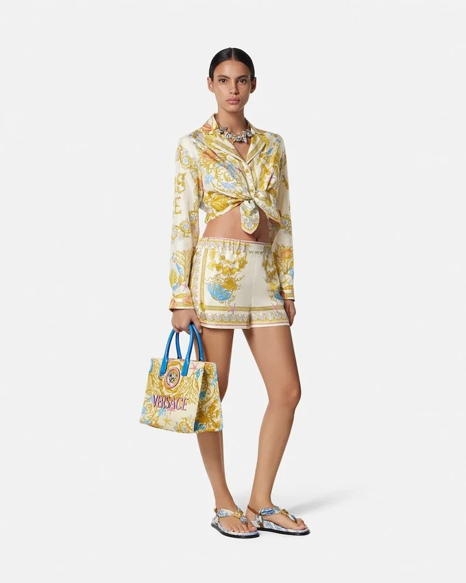 Underwater Barocco Knotted Crop Silk Shirt Underwater Barocco Knotted Crop Silk Shirt