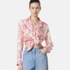Underwater Barocco Knotted Crop Silk Shirt Underwater Barocco Knotted Crop Silk Shirt