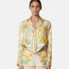 Underwater Barocco Knotted Crop Silk Shirt Underwater Barocco Knotted Crop Silk Shirt