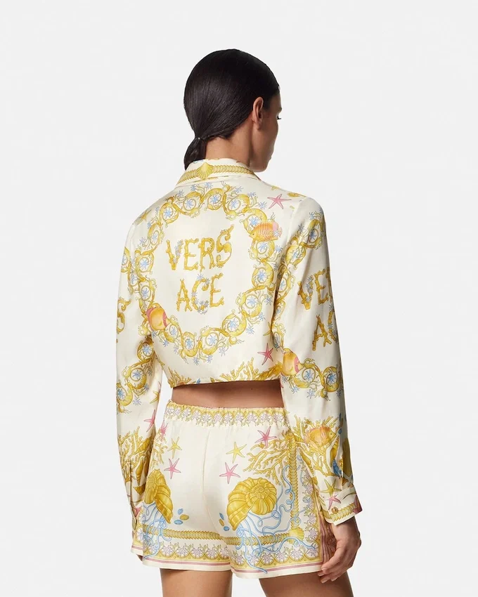 Underwater Barocco Knotted Crop Silk Shirt Underwater Barocco Knotted Crop Silk Shirt