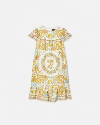 Underwater Barocco Ruffled Silk Kids Dress