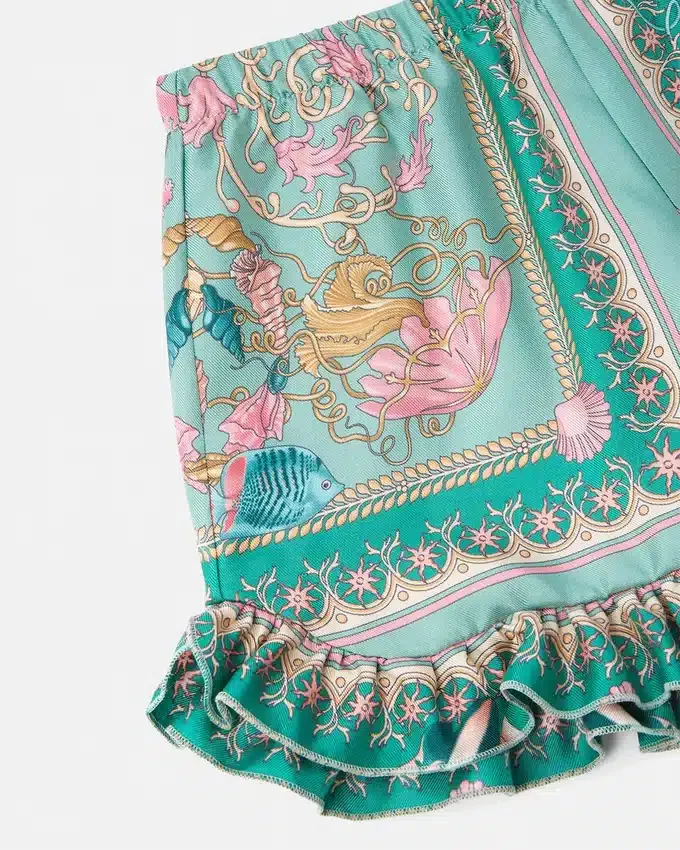 Underwater Barocco Ruffled Silk Kids Shorts Underwater Barocco Ruffled Silk Kids Shorts
