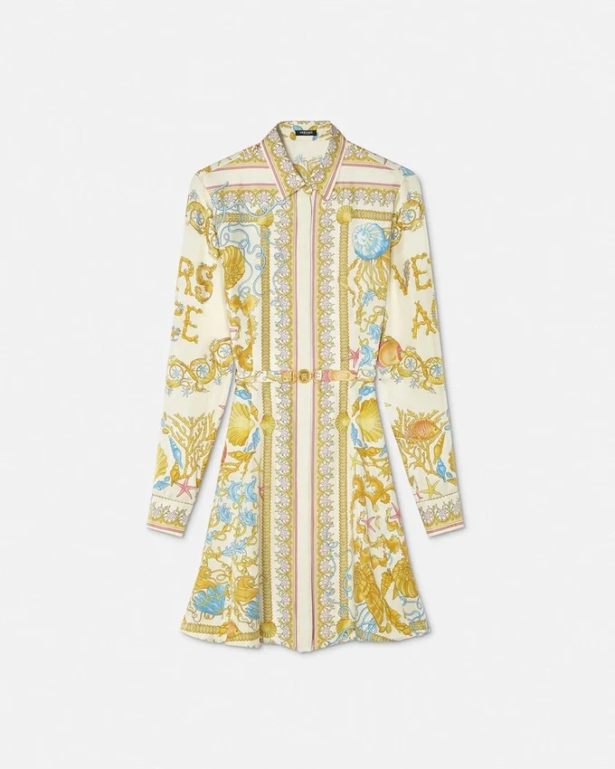 Underwater Barocco Silk Mini Shirt Dress Underwater Barocco Silk Mini Shirt Dress