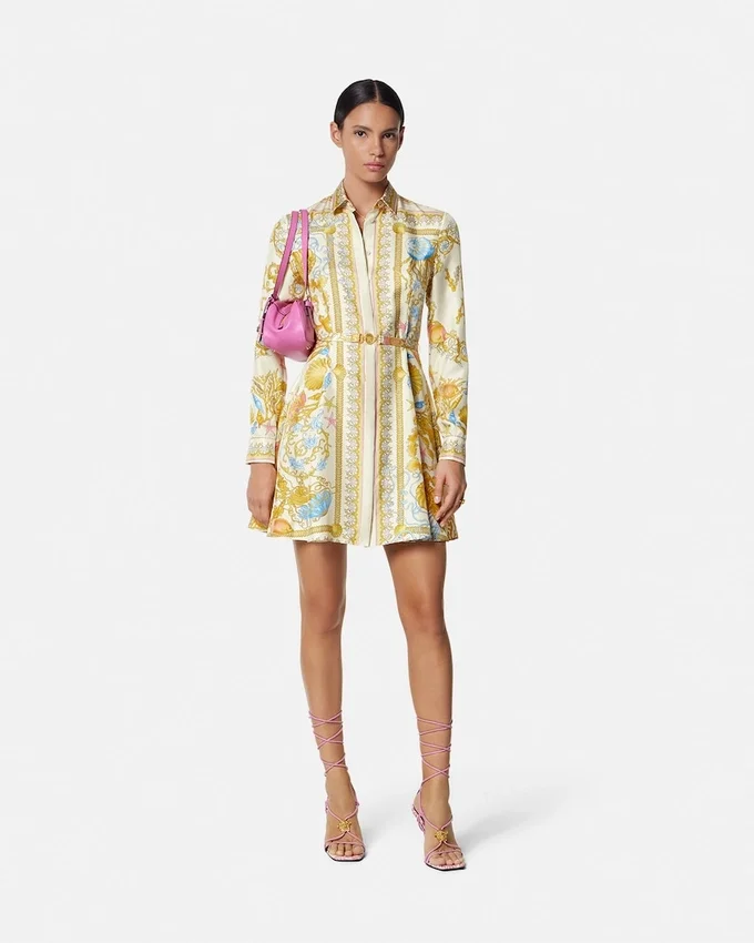 Underwater Barocco Silk Mini Shirt Dress Underwater Barocco Silk Mini Shirt Dress