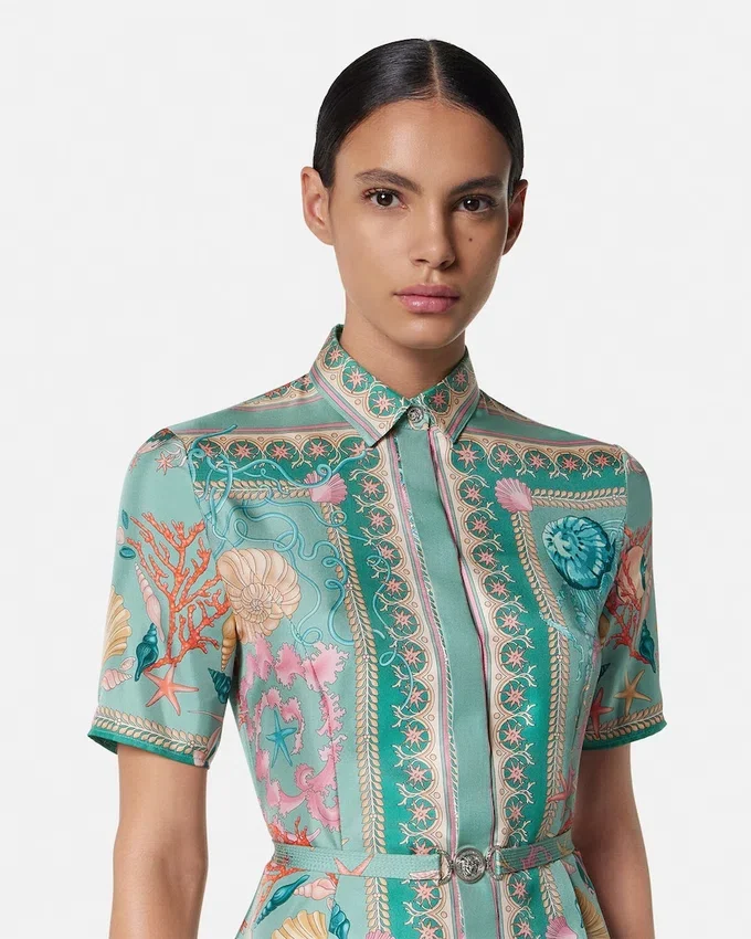 Underwater Barocco Silk Mini Shirt Dress Underwater Barocco Silk Mini Shirt Dress