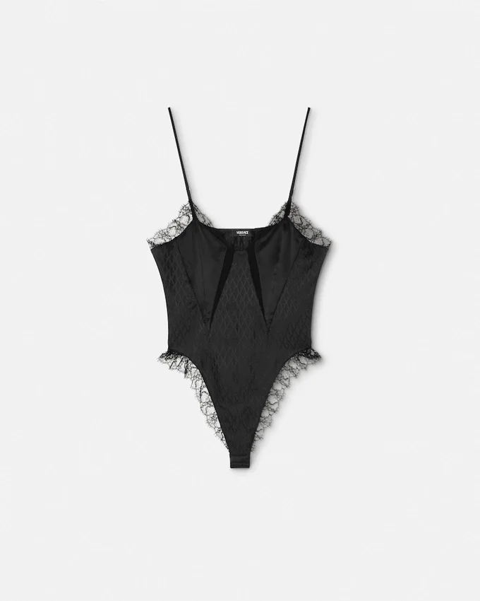 V Allover Jacquard Silk Bodysuit V Allover Jacquard Silk Bodysuit
