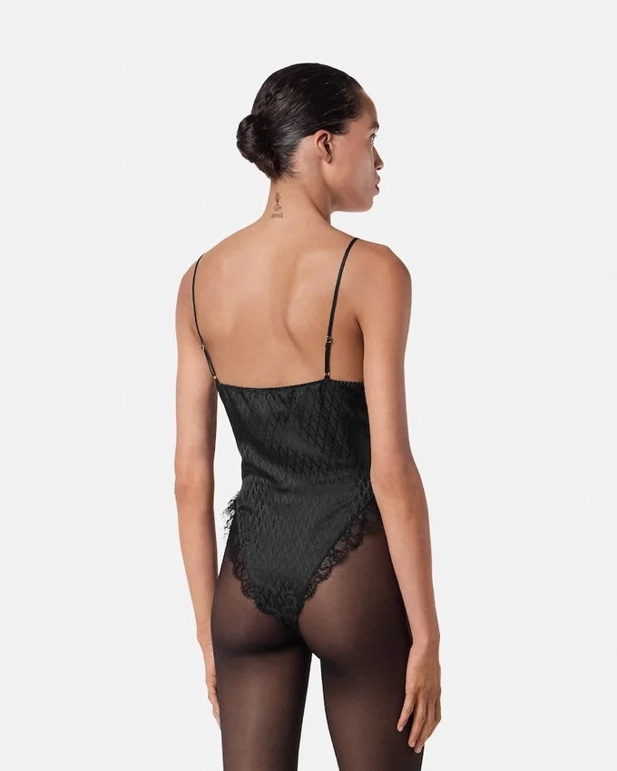 V Allover Jacquard Silk Bodysuit V Allover Jacquard Silk Bodysuit