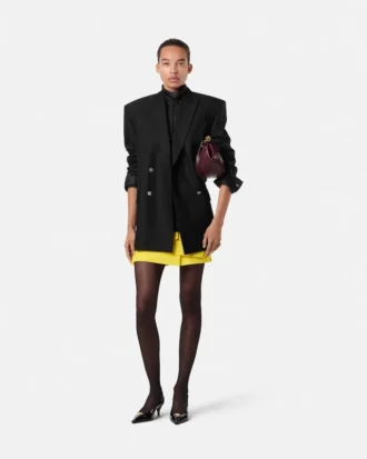 V Allover Jacquard Silk Lavalli&egrave;re Shirt