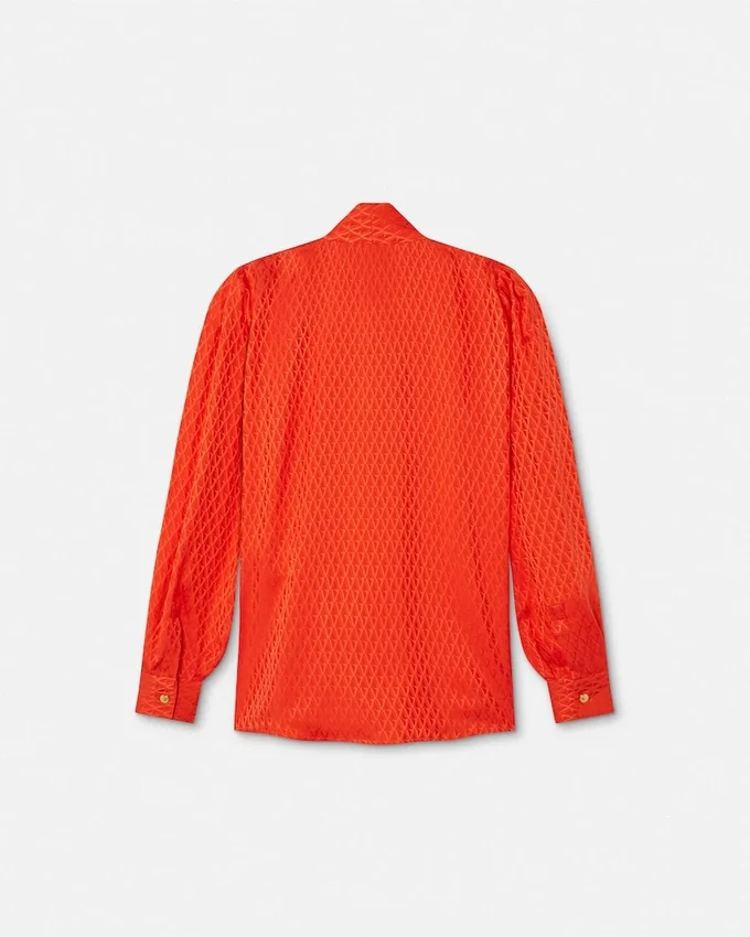 V Allover Jacquard Silk Lavallière Shirt V Allover Jacquard Silk Lavallière Shirt
