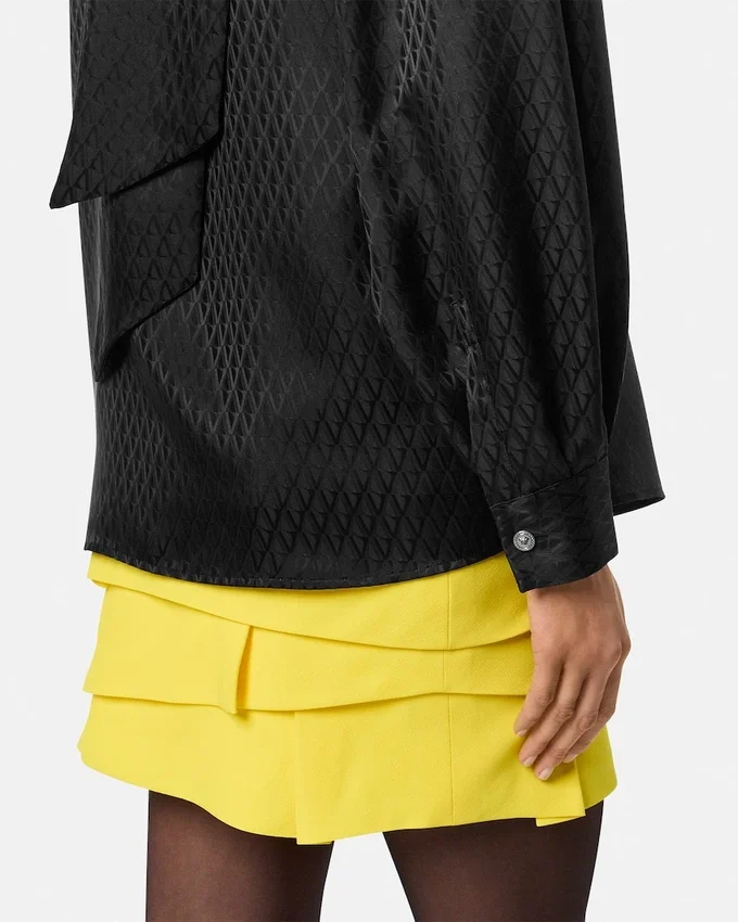V Allover Jacquard Silk Lavallière Shirt V Allover Jacquard Silk Lavallière Shirt