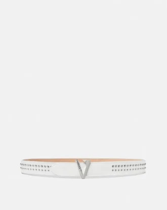V Embellished Leather Belt 3 cm
