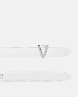 V Embellished Leather Belt 3 cm