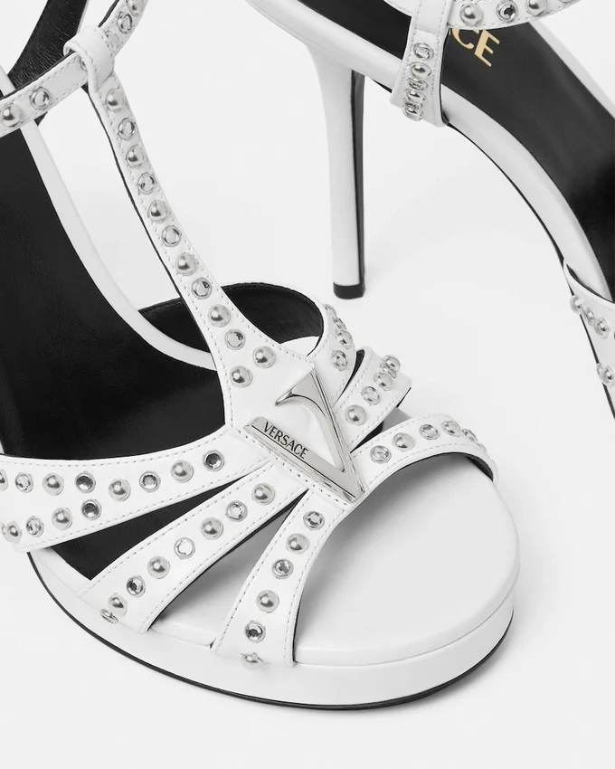 V Embellished Leather Sandals 120 mm V Embellished Leather Sandals 120 mm