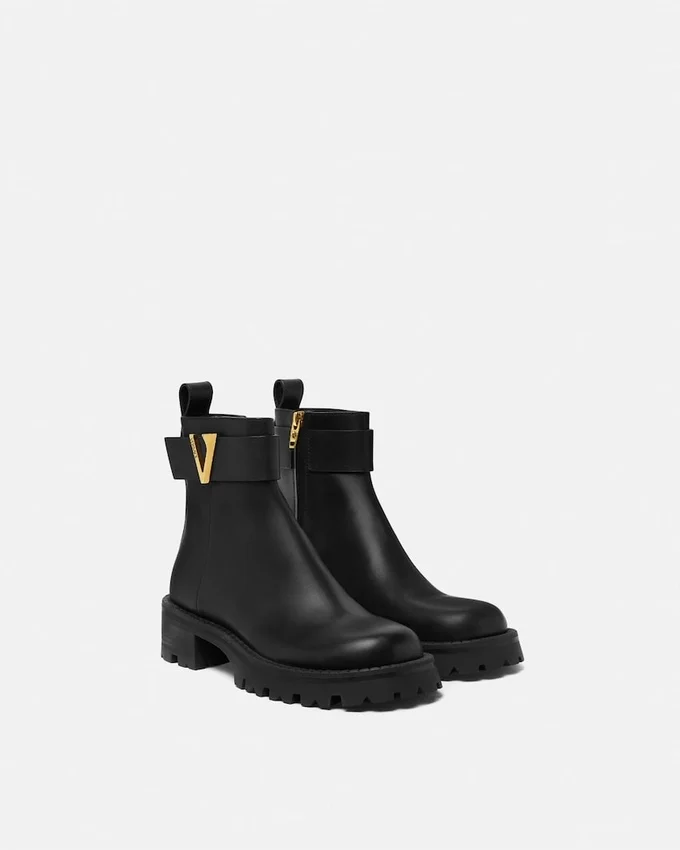 V Leather Ankle Boots V Leather Ankle Boots