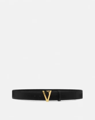 V Leather Belt 4 cm