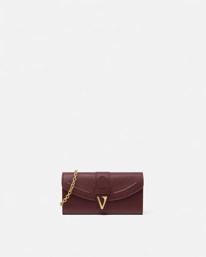 V Leather Wallet On Chain V Leather Wallet On Chain