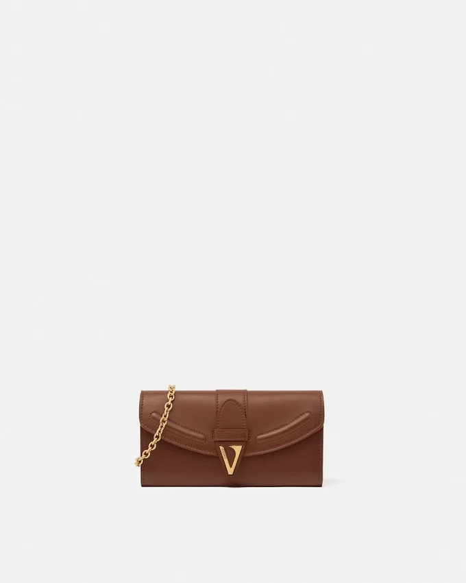 V Leather Wallet On Chain V Leather Wallet On Chain