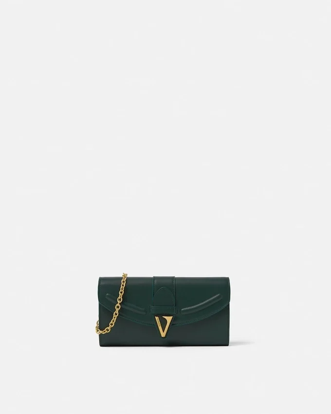 V Leather Wallet On Chain V Leather Wallet On Chain