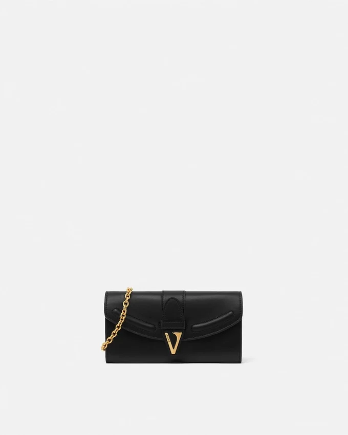 V Leather Wallet On Chain V Leather Wallet On Chain